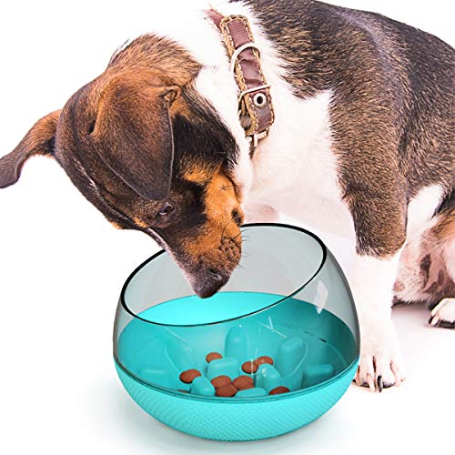 Kapselförmiger separater Hundenapf geeignet für Hunde und Katzen, langsames Fressen, solides und langlebiges gesundes Puzzle-Haustierprodukt (türkis) von N\W