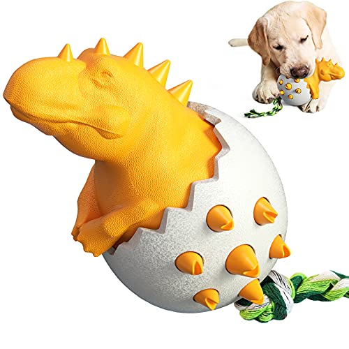 Kauspielzeug in Form eines Dinosauriers mit Seil, für saubere Zähne, Zahnrechnung, Intelligenzverbesserung, Unterhaltungsfunktion, Angstlinderung, Hundespielzeug, Haustier-Spielzeug (Orange) von N\W