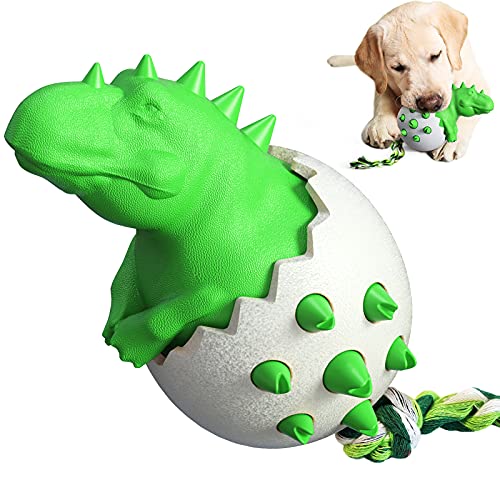 Kauspielzeug in Form eines Dinosauriers mit Seil, für saubere Zähne, Zahnrechnung, Intelligenzverbesserung, Unterhaltungsfunktion, Angstlinderung, Hundespielzeug, Haustier-Spielzeug (grün) von N\W