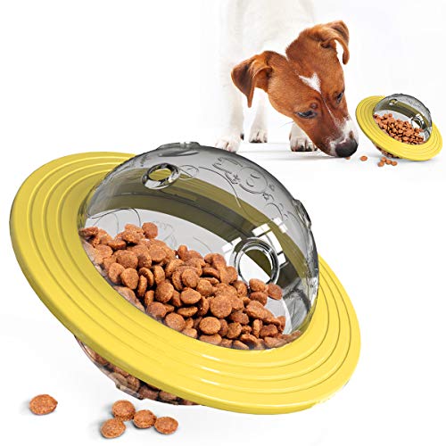 NW Food Leakage Slow Food Frisbee Toy Food Dispenser Flying Disk Release Stress Verbessern IQ Training Universal für Hund und Katze Hundespielzeug Pet Product Pet Toy (Gelb) von N\W