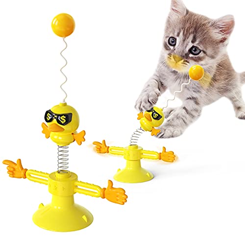 NW Frühlingsvogelspielzeug, Katzenspielzeug, Training, verbessert den IQ, lindert Angstzustände, interagiert mit Besitzer, Haustier-Spielzeug, Gelb von N\W