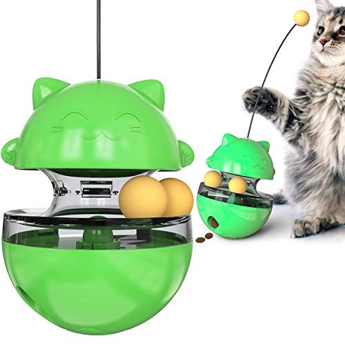 NW Glückskatze Schütteln Leckig Spielzeug Futterspender Interagieren mit Host Verbesserung Intelligenz Linderung Angst Katzenspielzeug Haustierprodukt Haustierspielzeug (Grün) von N\W