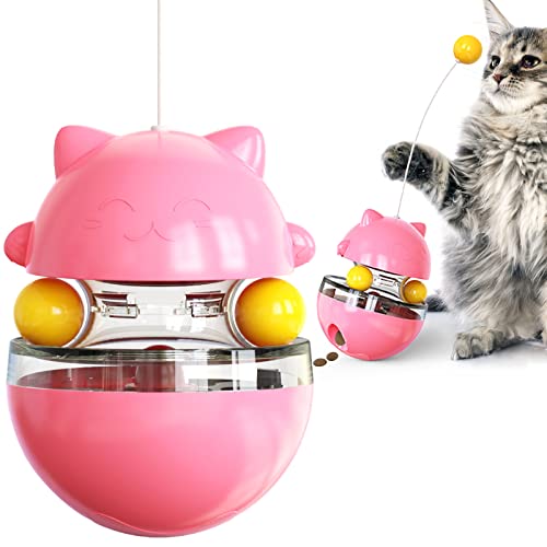 NW Glückskatze Schütteln Leckig Spielzeug Futterspender Interagieren mit Host Verbesserung Intelligenz Linderung Angst Katzenspielzeug Haustierprodukt Haustierspielzeug (Rosa) von N\W