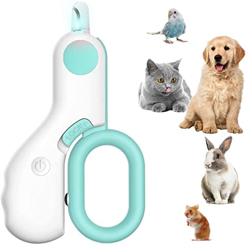 NW Hunde-Nagelschneider für Kleintiere, Katzen-Nagelknipser mit LED-Licht, bestes Katzenkrallenpflege-Set für die Fellpflege zu Hause, Welpen, Kätzchen (blau) von N\W