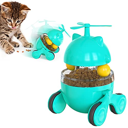 NW Run Lucky Cat Food Leaking Toy Training Function Improve Intelligence Relieve Angst Sliding Toy Food Dispensing Toy Track Cat Toy Pet Product Plastic Product (Türkis) von N\W
