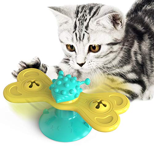 NW Schmetterling Windmühle Katzenspielzeug Zahnbürste Training Verbesserung IQ Katzenminze Linderung Angst Katze Kratzer Haustier Produkt Haustier Spielzeug Kunststoff Spielzeug (Blau) von N\W
