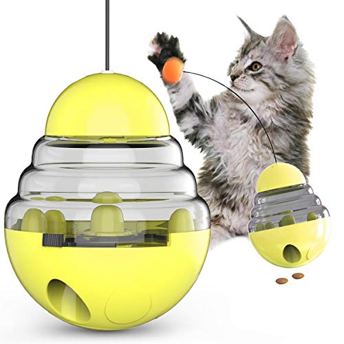 NW Shaking Leaky Ball Katzenspielzeug Futterspender Funktion Interagieren mit Host Verbesserung der Intelligenz Linderung von Angstzuständen Katzenspielzeug Haustierprodukt Haustierspielzeug (Gelb) von N\W