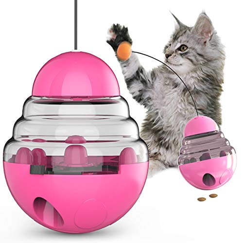 NW Shaking Leaky Ball Katzenspielzeug Futterspender Funktion Interagieren mit Host Verbesserung der Intelligenz Linderung von Angstzuständen Katzenspielzeug Haustierprodukt Haustierspielzeug (Karmine) von N\W