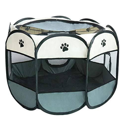 NX Hundehütte, achteckig, tragbar, zusammenklappbar, für Haustiere, Zelt, Katze, Laufstall, Welpen, Zaun S72 x 72 x 43 cm, Grün von N\X