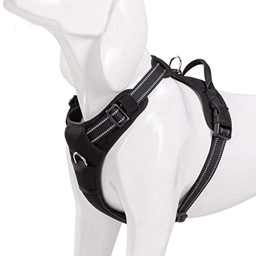 NX Pet Hundegeschirr, atmungsaktive Netzmatte, Outdoor-Sport, nicht ziehende Weste, verstellbares Geschirr, für mittelgroße und große Hundezubehör, Größe XS, 33-43 cm, Brustumfang, Schwarz von N\X