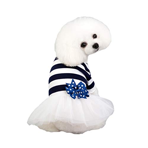 N / A Haustier Hund Katze Kostüm Tutu Outfit Prinzessinnenrock Bowknot Kleid Outfits Faltenrock Hundekleid für Kleine Hunde Prinzessin Kleid Partykleid (Navyblau, XS) von N / A