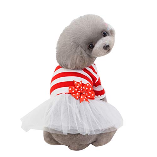 N / A Haustier Hund Katze Kostüm Tutu Outfit Prinzessinnenrock Bowknot Kleid Outfits Faltenrock Hundekleid für Kleine Hunde Prinzessin Kleid Partykleid (Rot, XL) von N / A
