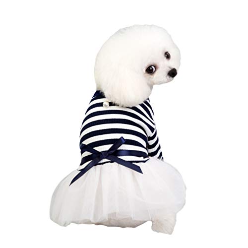 N / A Haustier Hund Katze Kostüm Tutu Outfit Shirt Kleiner Hund Kostüme Prinzessin Bowknot Kleid Kleid Partykleider (Navyblau, L) von N / A