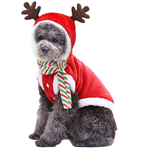 N / A Haustier Hundeweihnachtskostüme, Elch Plüsch-kostüm Cosplay Zubehör für Kleine, Mittlere Hunde-Bekleidung Weihnachten Outfits von N / A