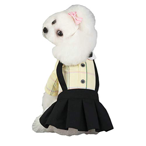 N / A Hundekleid, süßer Sommer-Rock für kleine Hunde, Weiche Baumwolle Haustier-Kostüme T-Shirt, Haustier Tutu Kleider (Gelb#2, L) von N / A