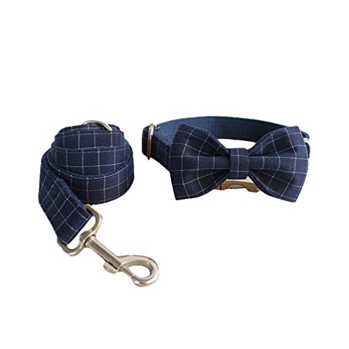 N / A Personalisierte Halsbänder und Leinen für Haustiere Verstellbares Welpenhalsband mit Abnehmbarer Fliege für Kleine, Mittelgroße Hunde und Katzen (Style#1, L) von N / A