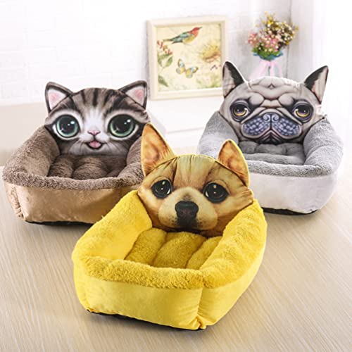 Hundebett Katzenbett aus Plüsch, Haus für Haustiere, warm, bequem, Zelt Sofa für Hunde und Winter (Braun) von N - A