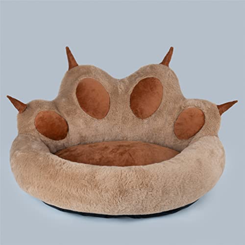 N - A Hundebett Bett Kissen für Katzen Plüsch Katzenpfote Haus für Haustiere Bärenklaue warm gemütlich Zelt Sofa für Winter (braun) von N - A
