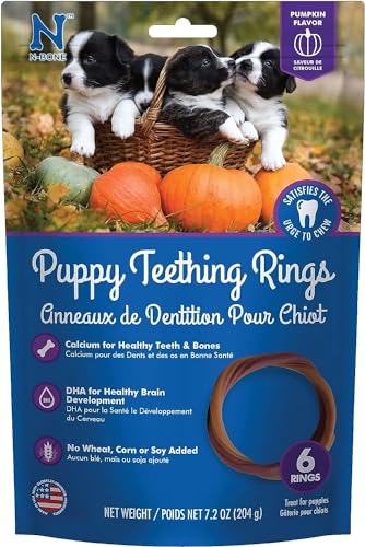 N-Bone Puppy Teething Ring PUM PKin Delicious Low Fat Puppies Chew Treats 6 PK von N-Bone