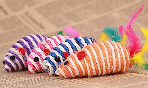 N-K Haustier Katze Spielzeug süße Sisal-Mäuse mit bunten Federn Schwanz Katze Spielzeug Haustier Kauspielzeug Praktisch und beliebt Dauerhaft N-K Haustier Katze Spielzeug süße Sisal-Mäuse mit bunten Federn Schwanz Katze Spielzeug Haustier Kauspielzeug Praktisch und beliebt Dauerhaft von N-K