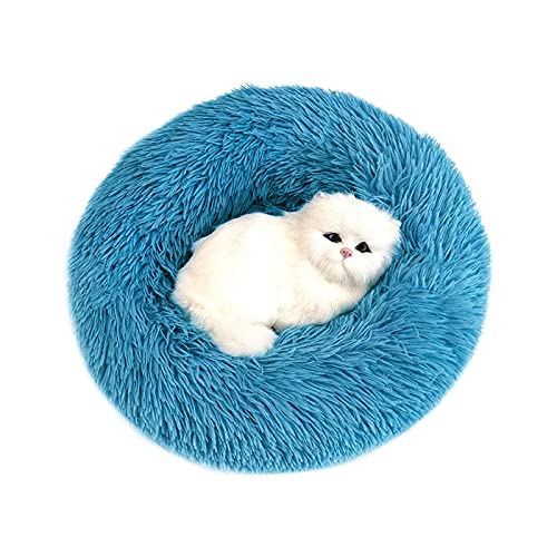 Hundebett, flauschig, weich, Plüsch, Donut-Umarmungen, rund, superweich, waschbar, für Hunde und Katzen, für den Winter, warmes Sofa, 100 cm, 22 kg, Schlafblau von N-X