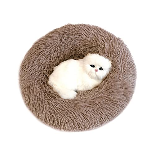 Hundebett, flauschig, weich, Plüsch, Donut-Umarmungen, rund, superweich, waschbar, für Hunde und Katzen, für den Winter, warmes Sofa, 100 cm, 22 kg, khakifarben von N-X