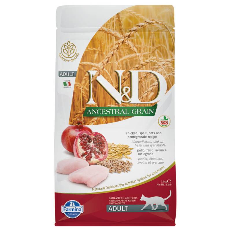 N&D Cat Ancestral Grain Adult mit Huhn & Granatapfel  - Sparpaket: 2 x 5 kg von N&D Ancestral Grain Cat