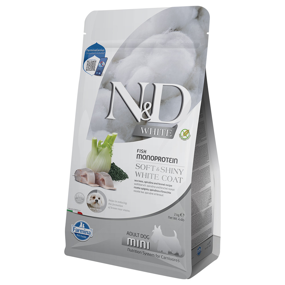 Farmina N&D Dog Adult Mini White mit Wolfsbarsch, Fenchel & Spirulina - Sparpaket: 3 x 2 kg Farmina N&D Dog Adult Mini White mit Wolfsbarsch, Fenchel & Spirulina - Sparpaket: 3 x 2 kg von N&D Dog