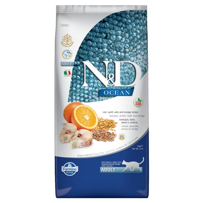 Farmina N&D Ocean gesundes Getreide Kabeljau & Orange Adult - 5 kg von N&D Ocean Cat