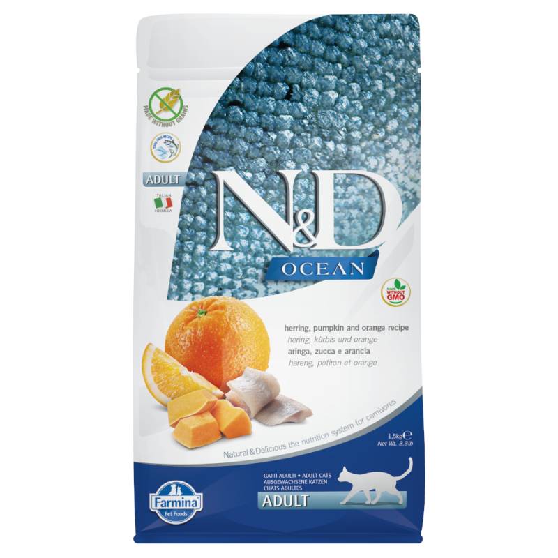 Farmina N&D Ocean getreidefrei Hering, Kürbis & Orange Adult  - Sparpaket: 3 x 1,5 kg von N&D Ocean Cat