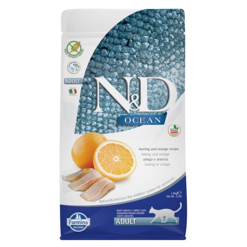 Farmina N&D Ocean getreidefrei Hering & Orange Adult - Sparpaket: 3 x 1,5 kg von N&D Ocean Cat