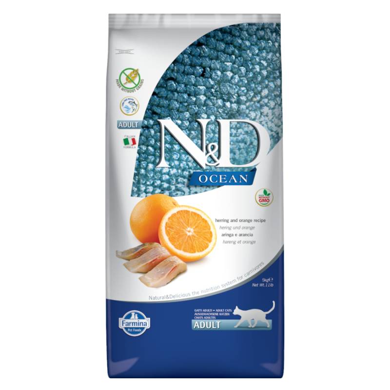 Farmina N&D Ocean getreidefrei Hering & Orange Adult - Sparpaket: 2 x 5 kg von N&D Ocean Cat