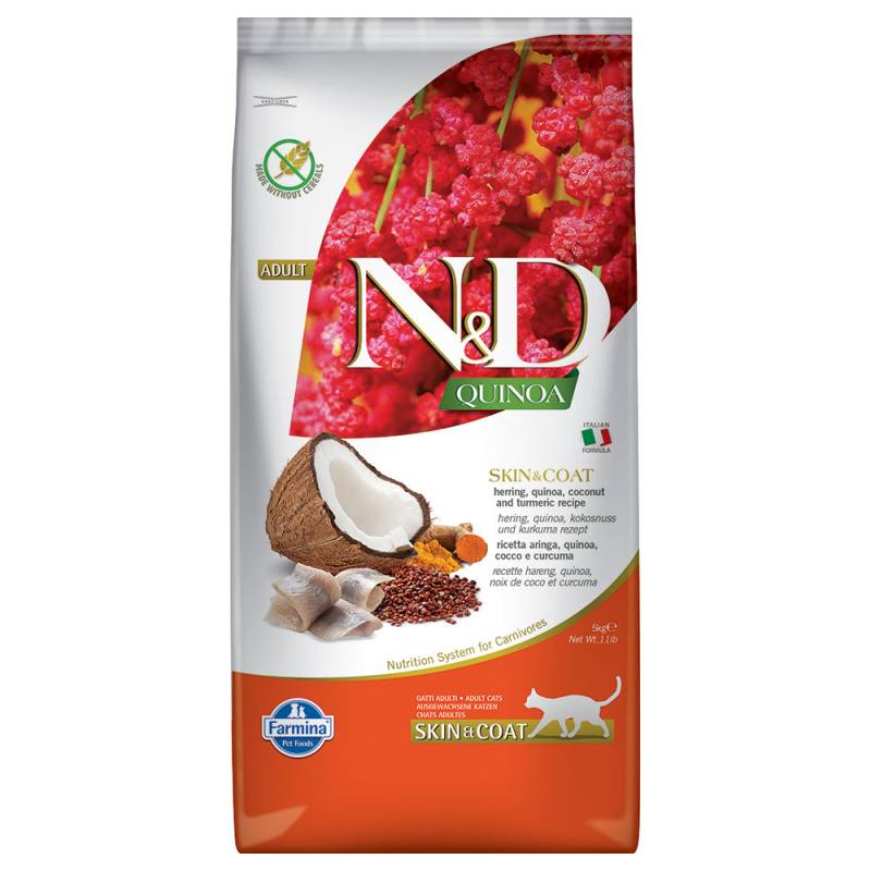 Farmina N&D Quinoa Adult Skin & Coat mit Hering und Kokosnuss - 5 kg von N&D Quinoa Cat