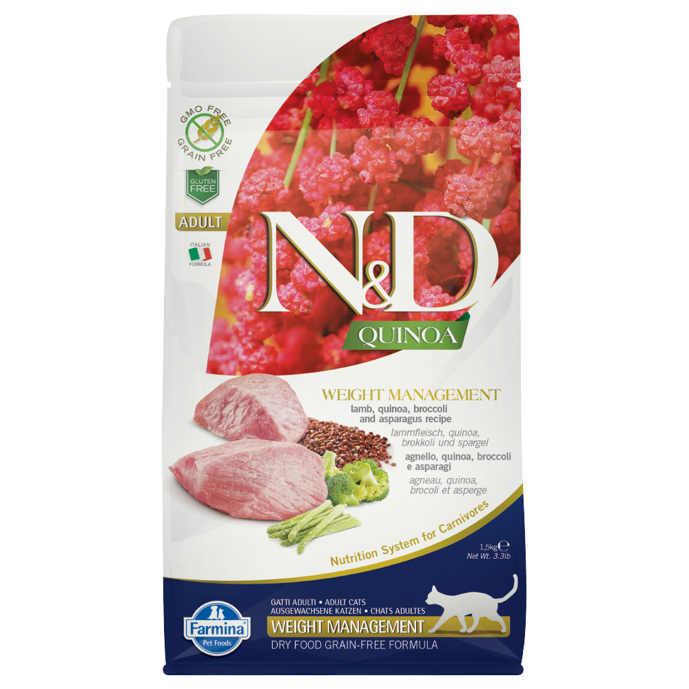 Farmina N&D Adult Quinoa Weight Management Lamm, Quinoa, Brokkoli & Spargel - Sparpaket: 3 x 1,5 kg Farmina N&D Adult Quinoa Weight Management Lamm, Quinoa, Brokkoli & Spargel - Sparpaket: 3 x 1,5 kg von N&D Quinoa Cat