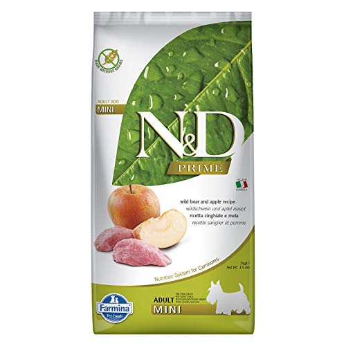 Farmina N&D Prime Adult Mini Pellets Hundefutter (Trockenfutter, mit hochwertigen Vitaminen und natürliche Antioxidantien, ohne Mais, Zutaten: Wildschwein und Apfel, Portionsgröße: 7 kg) von N&D