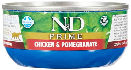 Farmina N&D Prime Pastete Katzenfutter(Nassfutter, mit hochwertigen Vitaminen und natürliche Antioxidantien, ohne Mais, Zutaten: Hähnchen Granatapfel, Portionsgröße: 70 g) von N&D