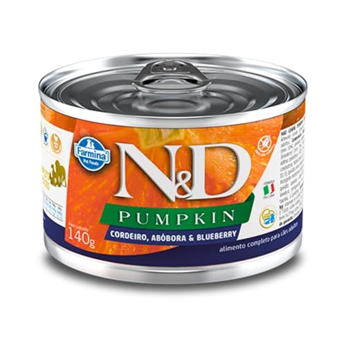 Farmina N&D Pumpkin Mini Pastete Hundefutter (Nassfutter, mit hochwertigen Vitaminen und natürliche Antioxidantien, ohne Mais, Zutaten: Lamm und Blaubeere, Portionsgröße: 140 g) von N&D
