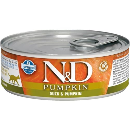 Farmina N&D Pumpkin Pastete Katzenfutter(Nassfutter, mit hochwertigen Vitaminen und natürliche Antioxidantien, ohne Mais, Zutaten: Ente und Kürbis, Portionsgröße: 70 g) von N&D