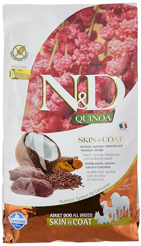 Farmina N&D Quinoa Adult Pellets Hundefutter (Trockenfutter, mit hochwertigen Vitaminen und natürliche Antioxidantien, ohne Mais, Zutaten: Wildbret und Kokosnuss, Portionsgröße: 2,5 kg) von N&D