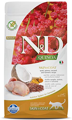Farmina N&D Quinoa Adult Pellets Katzenfutter(Trockenfutter, mit hochwertigen Vitaminen und natürliche Antioxidantien, ohne Mais, Zutaten: Wachtel und Kokosnuss, Portionsgröße: 1,5 kg) von Farmina