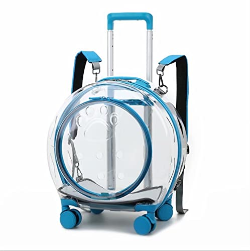 N&P Honhan Transparenter Kapsel Haustier Reisetasche Rucksack für Welpen Hunde Katzen Tragetasche mit Trolley Rad, einfach zu tragen für Auto Reisen von N&P