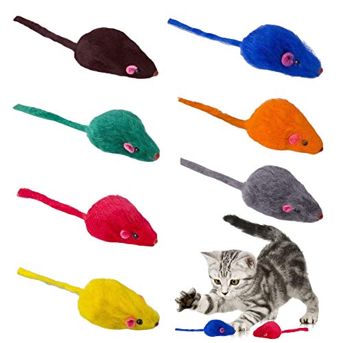 Katzenspielzeug Maus, NALCY 16 Stück Fellmäuse Katze, Haustier Mäuse Spielzeug, Fellmäuse klein plüschmaus, aus flauschigem Plüsch, Katze Haustier Weich Flauschig (zufällige Farbe) von NACCY