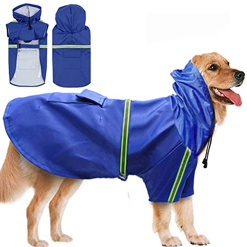 Wasserdicht Hunde Regenjacke, NALCY Hunderegenmantel, Hunde Verstellbare wasserdichte Regenjacke mit Reflektierenden Streifen & Kapuze für Kleine Mittelgroße Hunde von NACCY