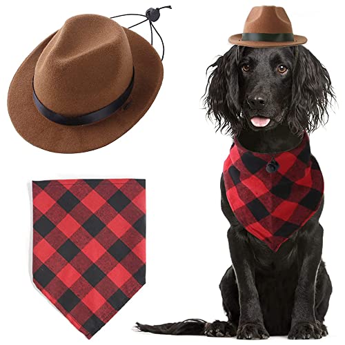 NACOCO Cowboy-Kostüm für Hunde, 2 Stück, rot, verstellbar, Dreieck, für Welpen, Party, Festival und den täglichen Gebrauch (braun) von NACOCO