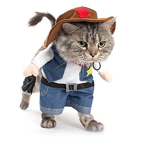 NACOCO Cowboy-Kostüm mit Hut, Hundekleidung, Halloween-Kostüme für Katzen und kleine Hunde, Größe M, Blau NACOCO Cowboy-Kostüm mit Hut, Hundekleidung, Halloween-Kostüme für Katzen und kleine Hunde, Größe M, Blau von NACOCO