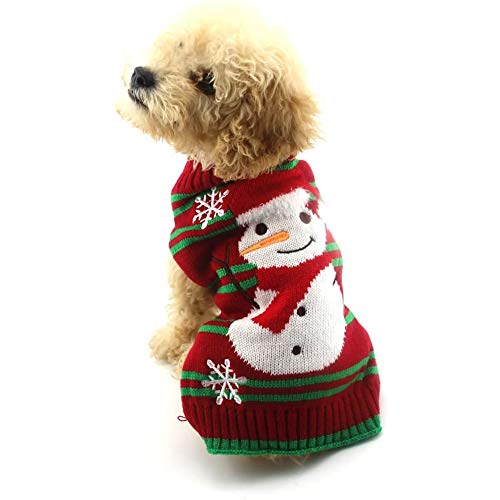 NACOCO Dog Snow Sweaters Thick Snowman Sweaters Xmas Dog Holiday Sweaters New Year Christmas Sweater Pet Clothes for Small Dog and Cat(Thick Snowman, S) von NACOCO