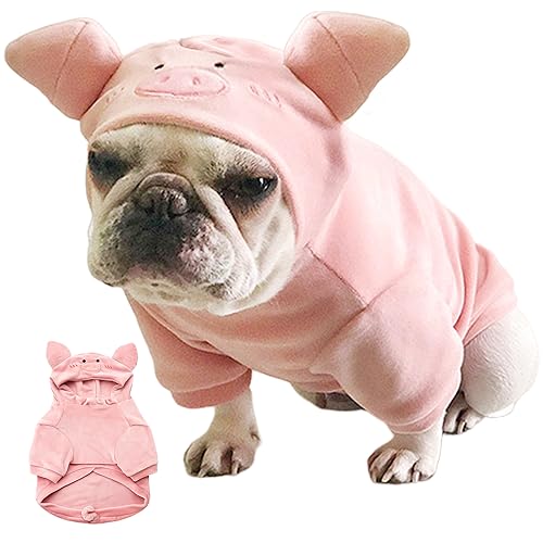 NACOCO Halloween-Kostüm für Hunde, Schwein, Weihnachten, Neujahr, Kapuzenpullover, warm, Partymantel, Outfit für kleine und mittelgroße Katzen und Hunde (L) von NACOCO