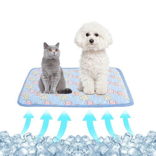 NACOCO Pet Cooling Mat Cat Dog Cushion Pad Summer Cool Down Comfortable Soft for Pets and Adults (L, Blue) von NACOCO