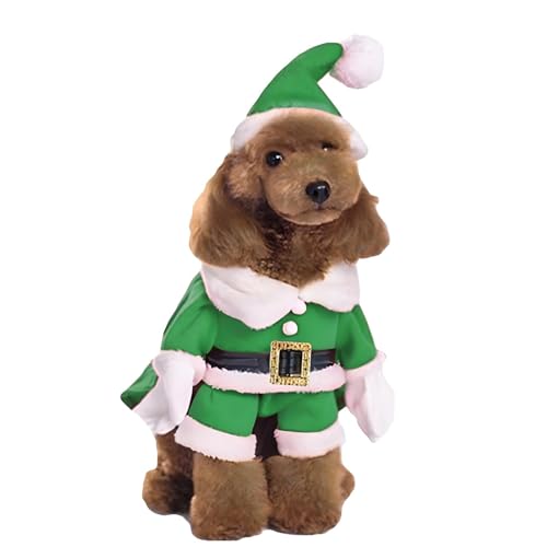 NACOCO Haustier Weihnachten Kostüme Hundeanzug mit Kappe Weihnachtsmann Anzug Hund Hoodies Katze Xmas Kostüme (Grün, M) von NACOCO