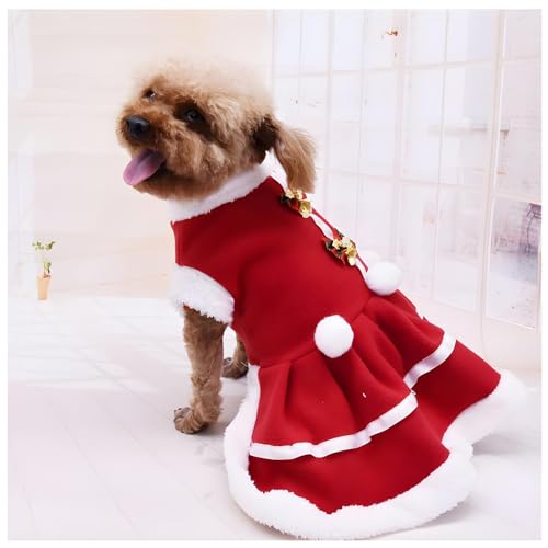 NACOCO Hunde-Weihnachtskleid, roter Rock, Hund, Weihnachtsmannanzug, Hunde, warme Kapuzenpullover, Welpen, Katze, Bekleidung für den Winter (S) von NACOCO